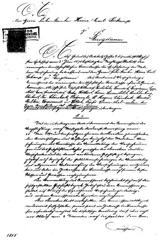 Versicherungsvertrag vom 31. März 1896
